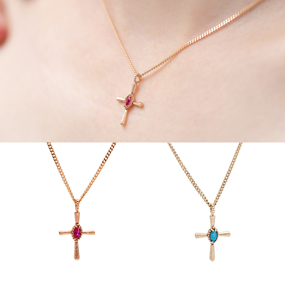 gold 14k 18k cross necklace turquoise ruby anniversary gift