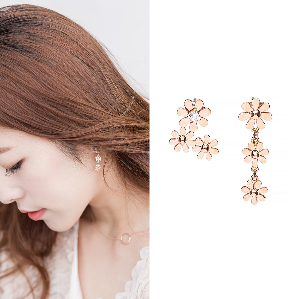 14K gold earring 18K diamond custom flower drop earring korea jewelry