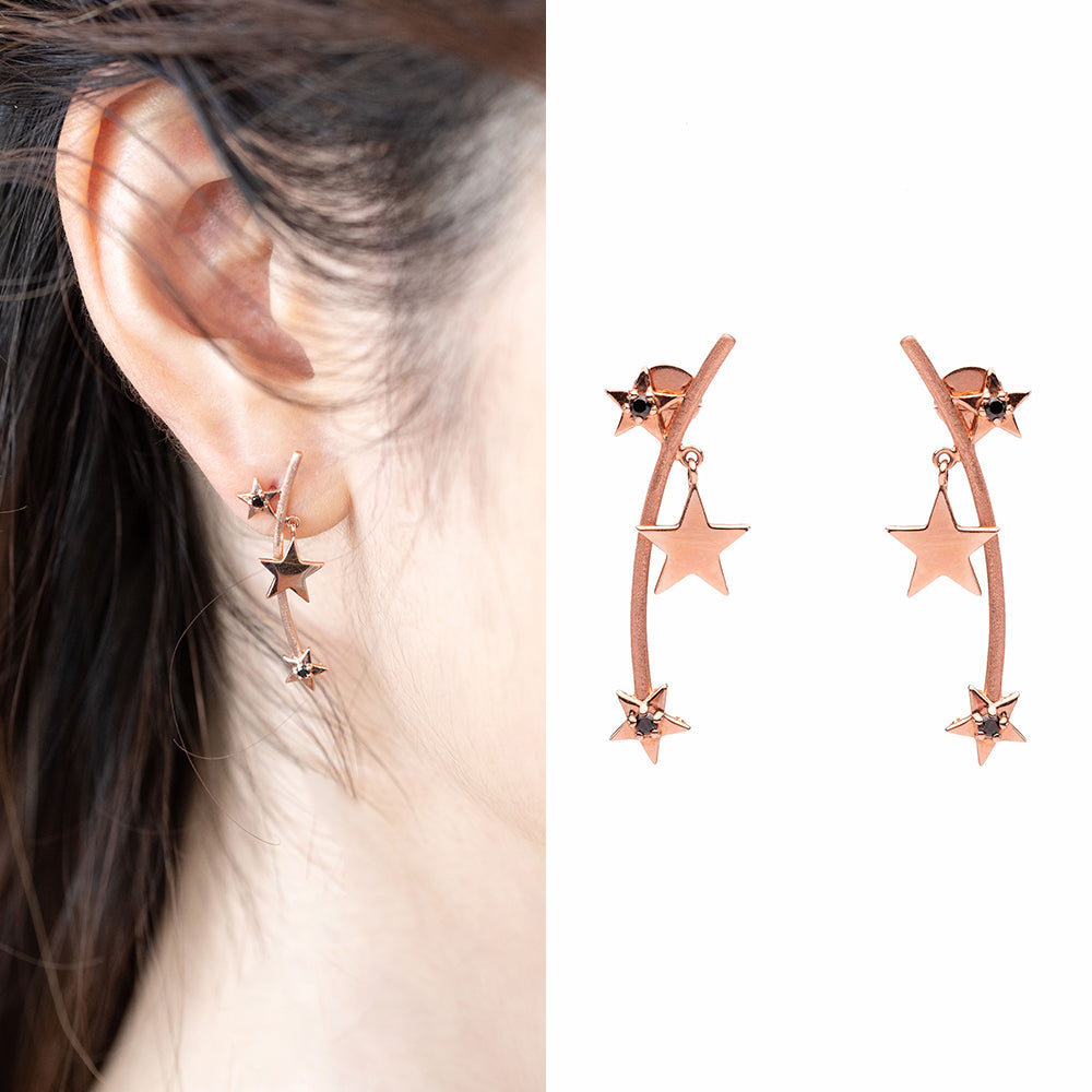 14k gold earring black diamond simple women gift K jewelry jewellery