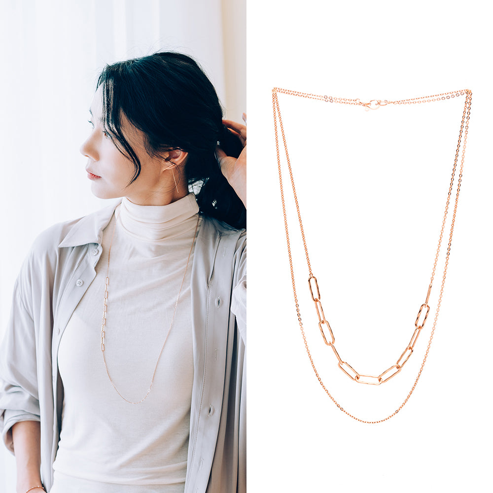 14k 18k gold long necklace mului-way 85cm 33.5" luxury gold anniversary gift