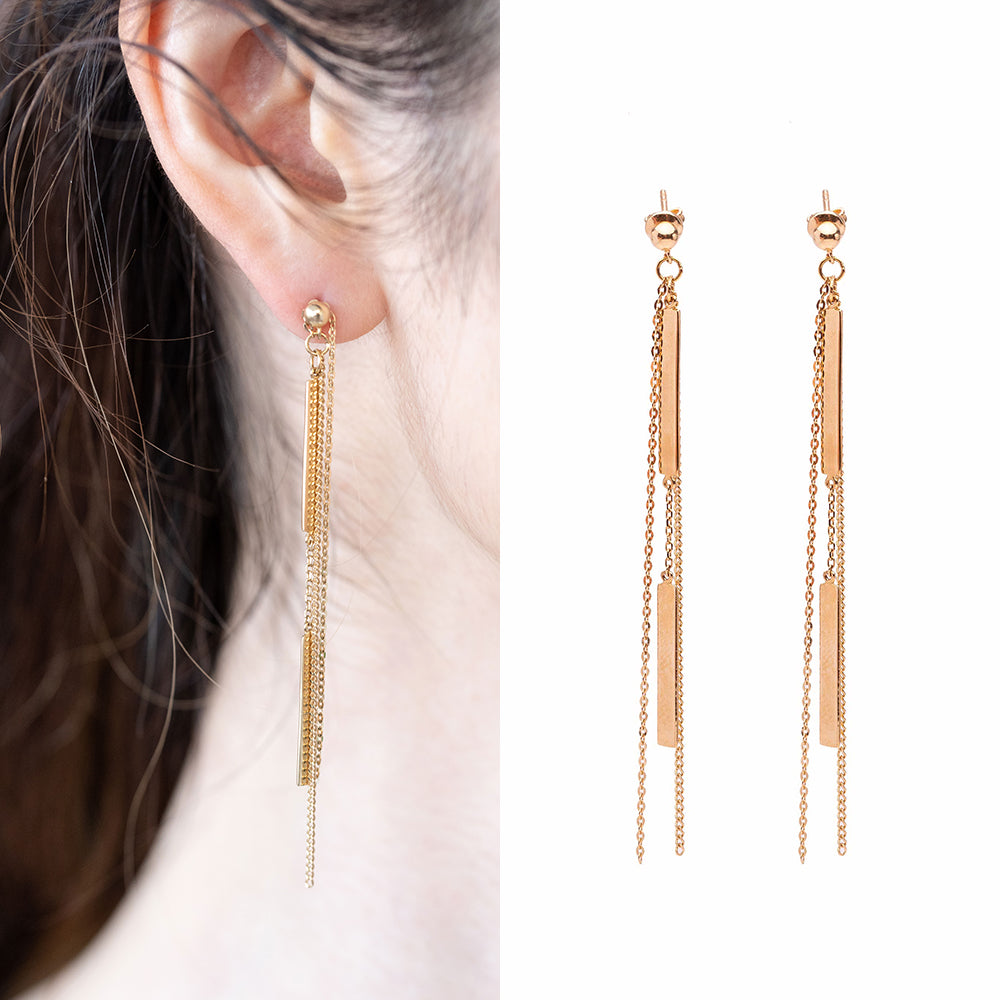 14K long chain gold earring bold women 18K earring jewellery jewelry