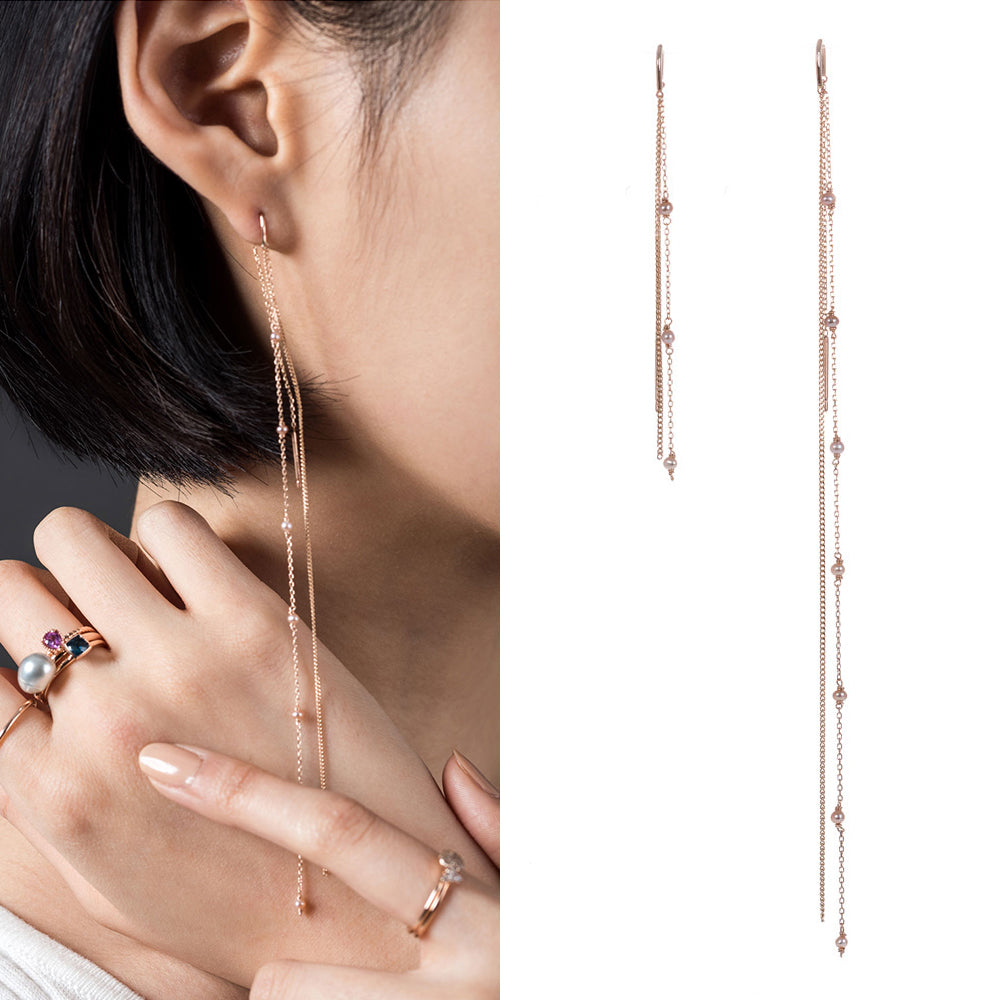 14k 18k unique pearl drop long earring beauty gold K jewellery