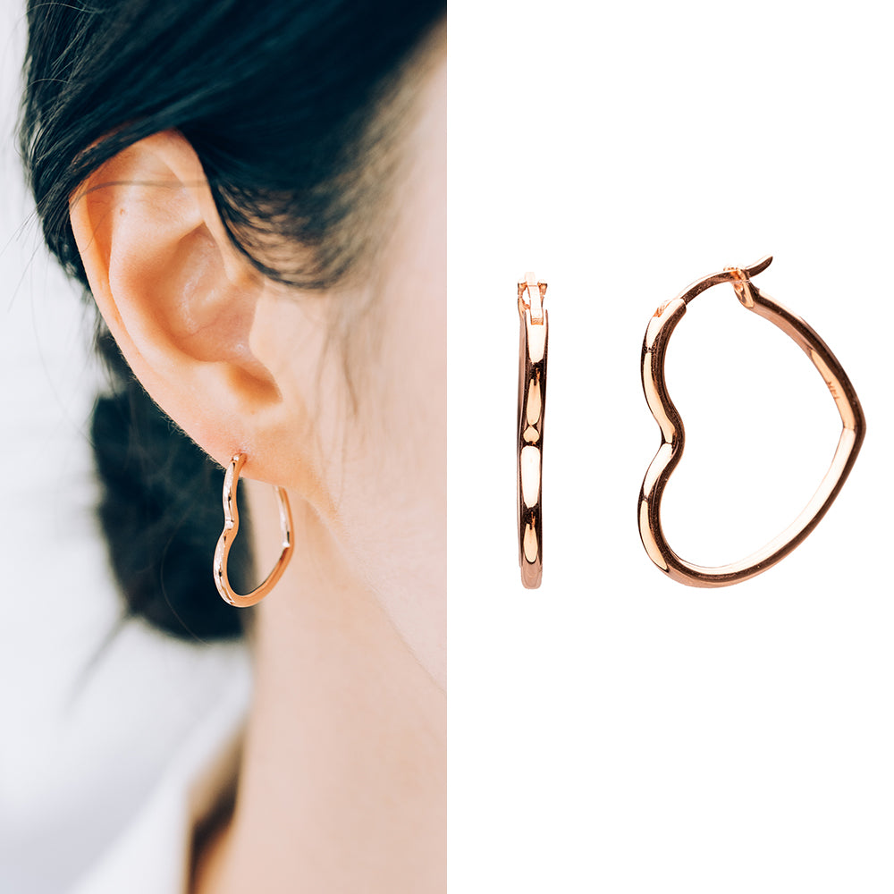 14k 18k gold one-touch hoop earring heart unique women custom jewerly