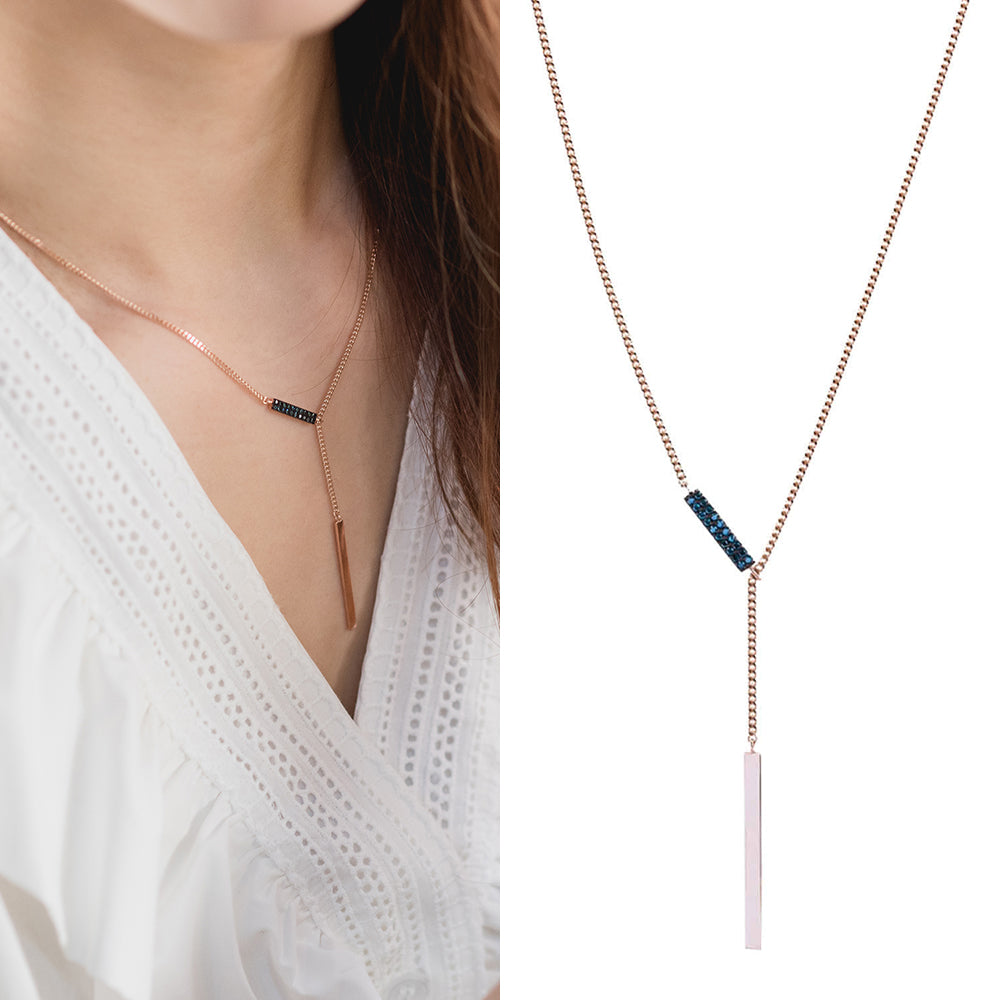 14k18k blue diamond A+++ matinee necklace gold long stick