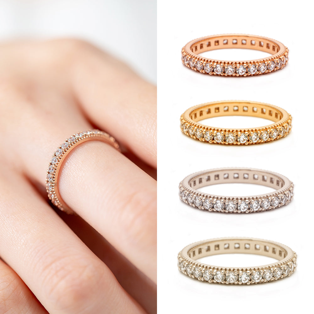 swarovski tennis ring wedding guard ring 14k 18k gold layered band jewerly