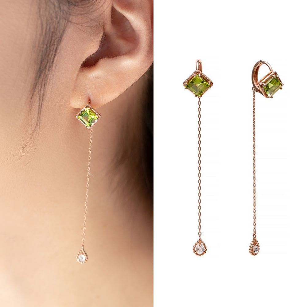 14k 18k Peridot rough diamond A+++ GOLD K jewerly earring
