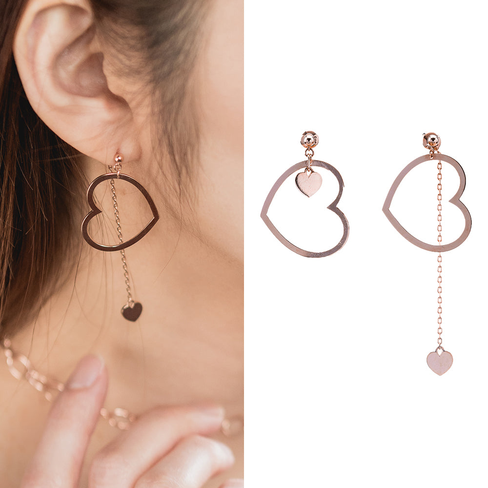 14k 18k gold big heart drop earring loveling girlfriend wife gift