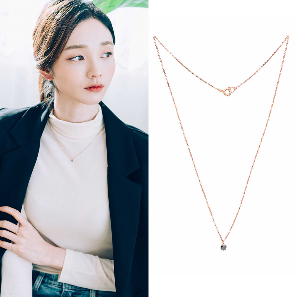 0.2 carat diamond blue rough rose cut dia necklace anniversary gift