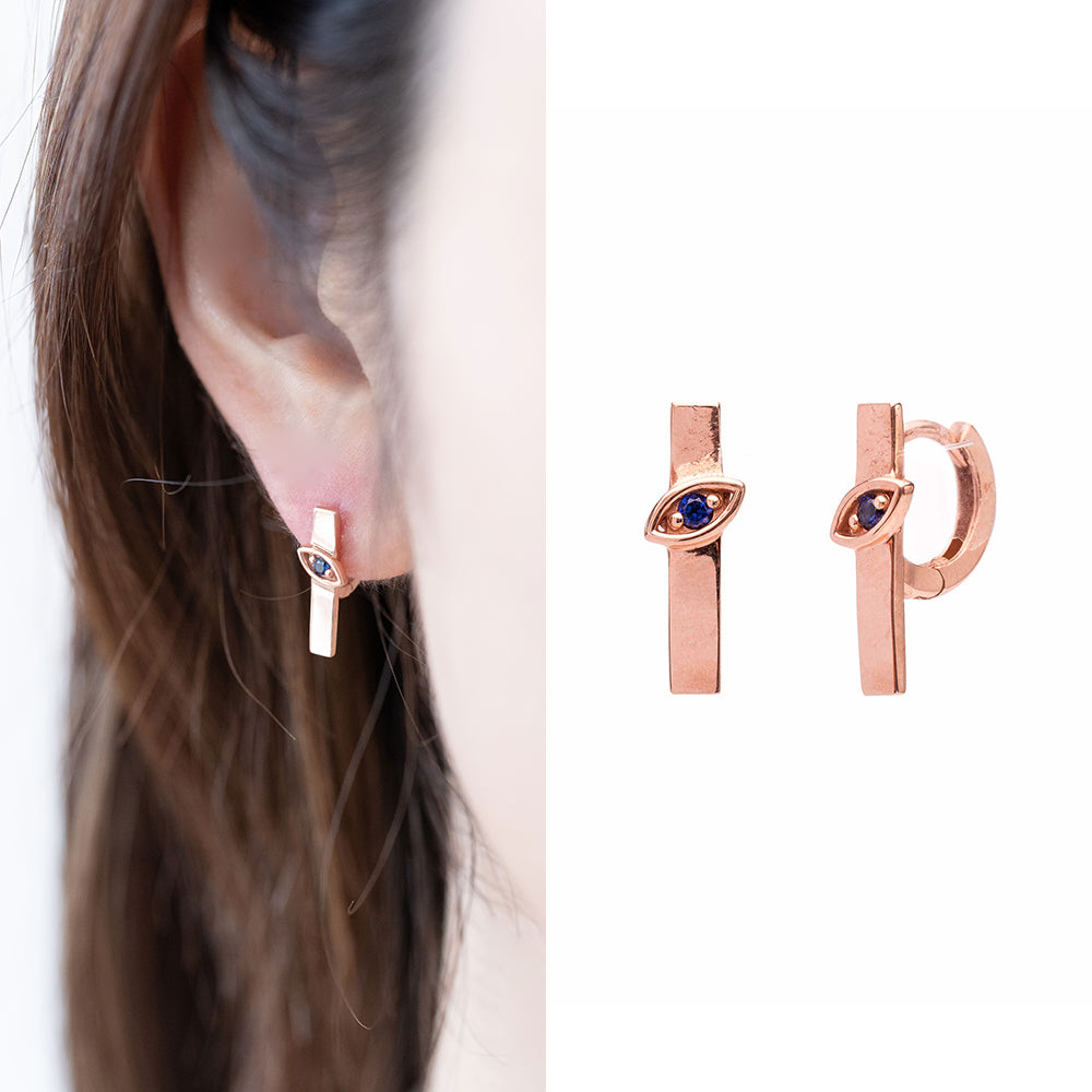 14k one-touch gold earring 18k blue stone sapphire earring jewellery jewelry