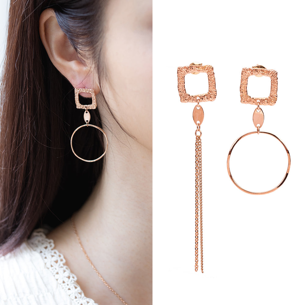 14k 18K unbalance gold earring long chain K jewellery jewelry