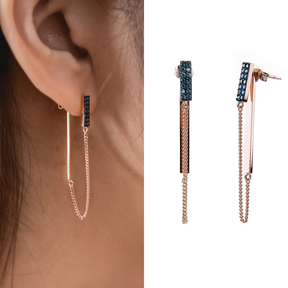 14k blue diamond A+++ earring 18k daily K jewelry GOLD jewellery