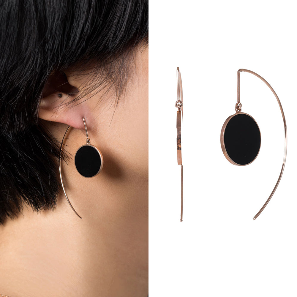 14k 18k gold bold earring black onix wedding anniversary