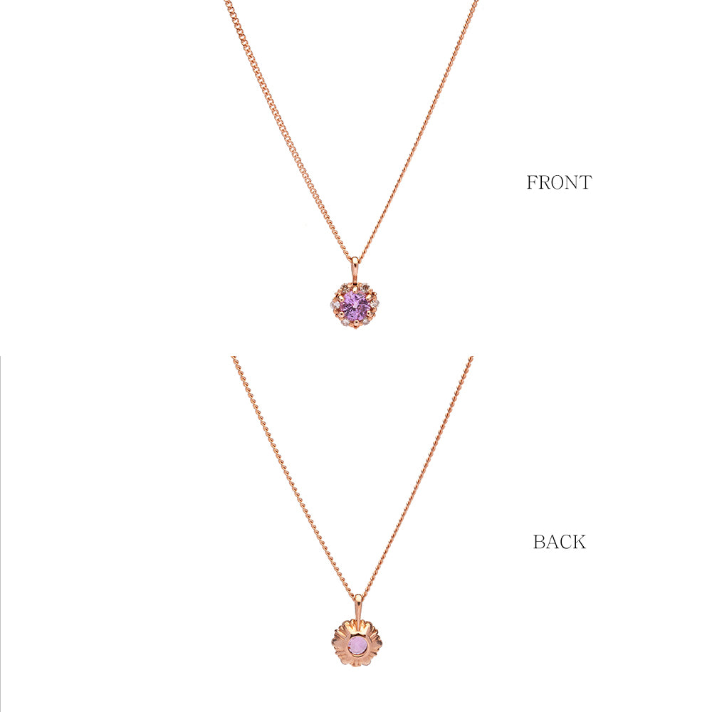 pink sapphire cognac diamond A+++ gold 14k 18k necklace gift bridal