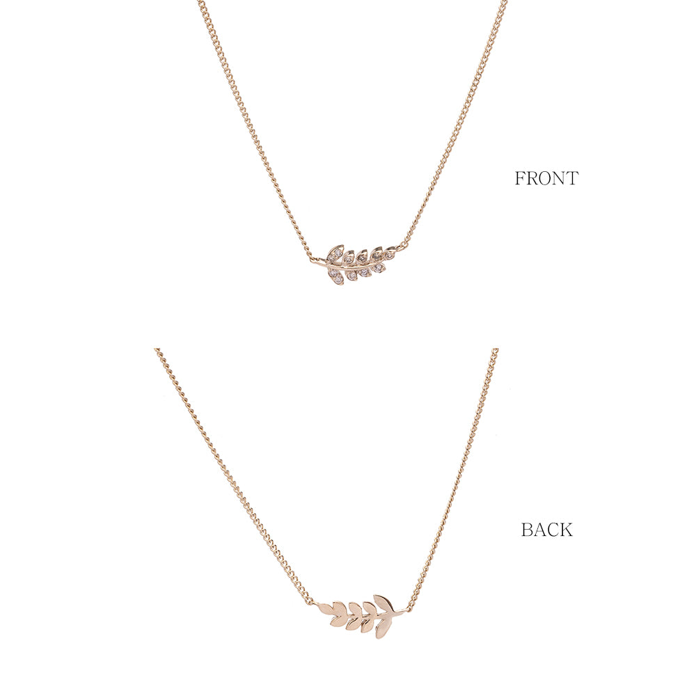 leaf diamond A+++ gold 14K 18K necklace anniversary gift jewellery