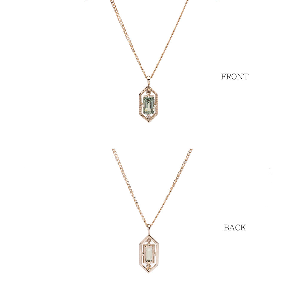 14k 18k green sapphire diamond A+++ simple wedding gift gold necklace