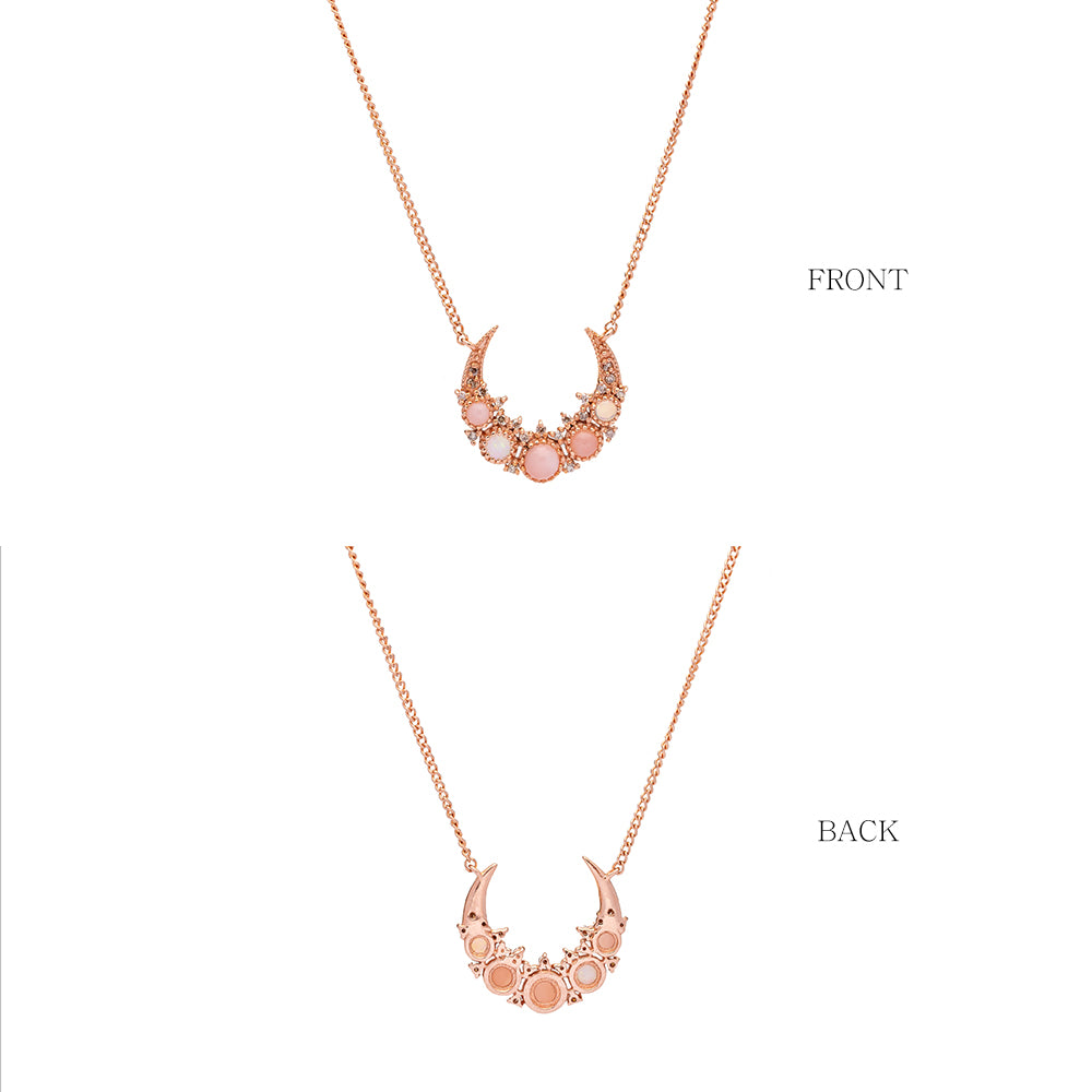 14k 18k natural pink opal cognac diamond A+++ GOLD necklace K jewerly