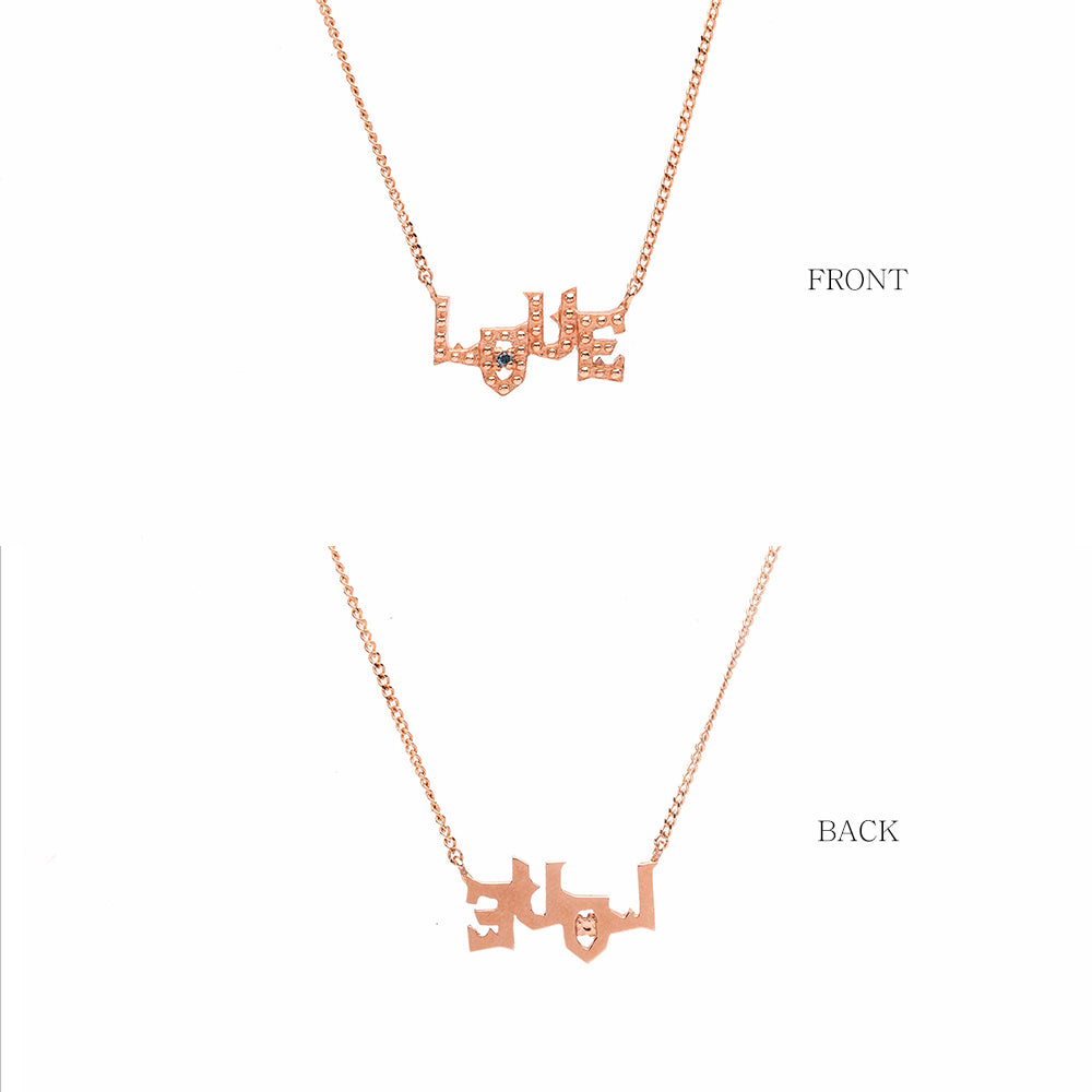 blue diamond A+++ love lettering necklace GOLD 14k 18k