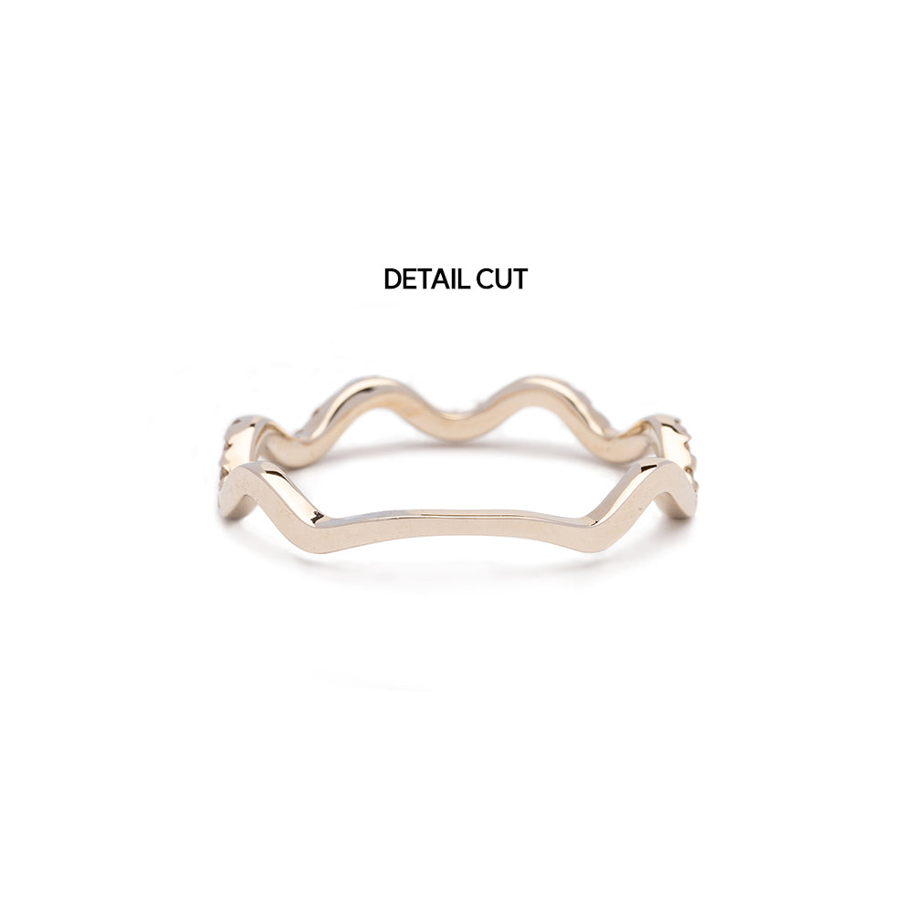 gold diamond A+++ wave ring wedding band gift
