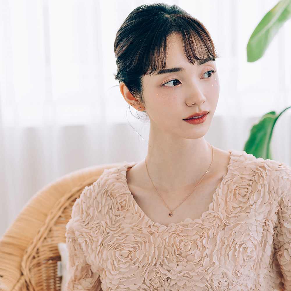 Sapphire Grey diamond A+++ Gold 14K 18K necklace korea jewerly