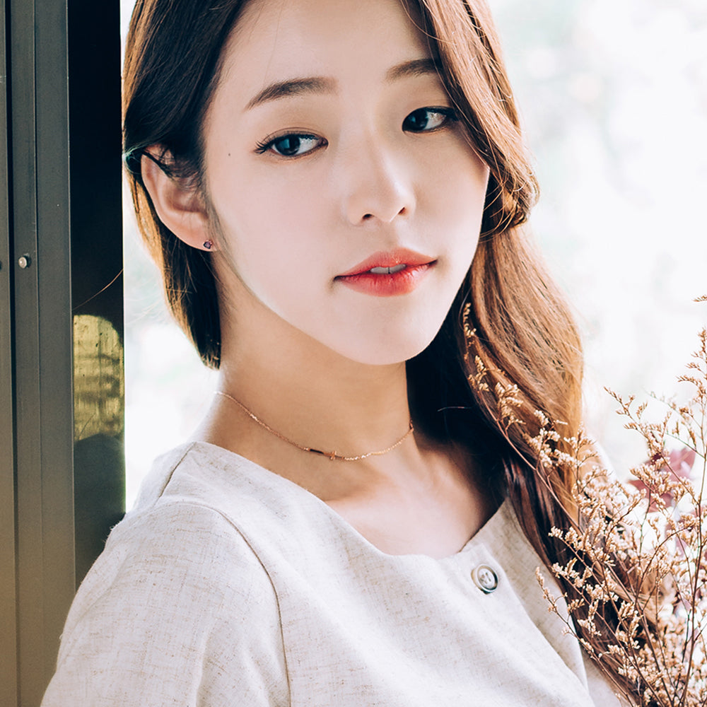 14K 18K Gold Chain Choker Necklace with Cross