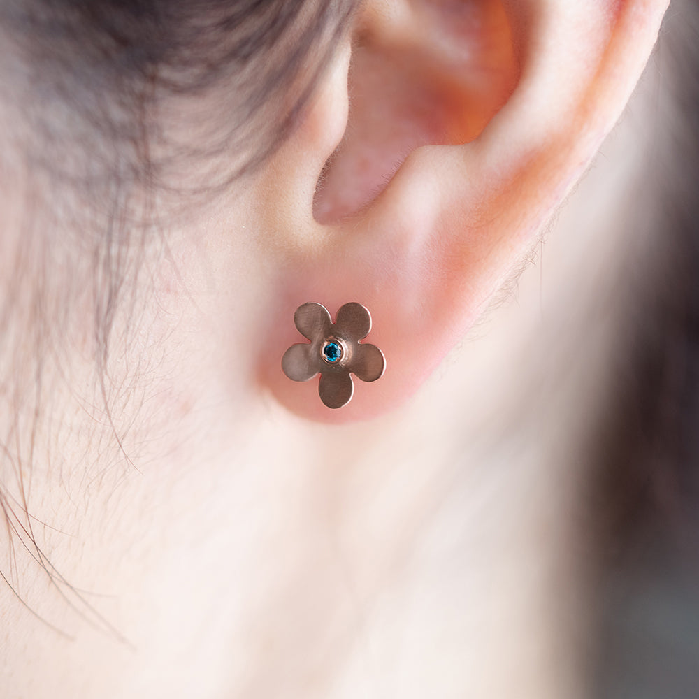 14K 18K blue diamond gold piercing errings simple custom jewerly