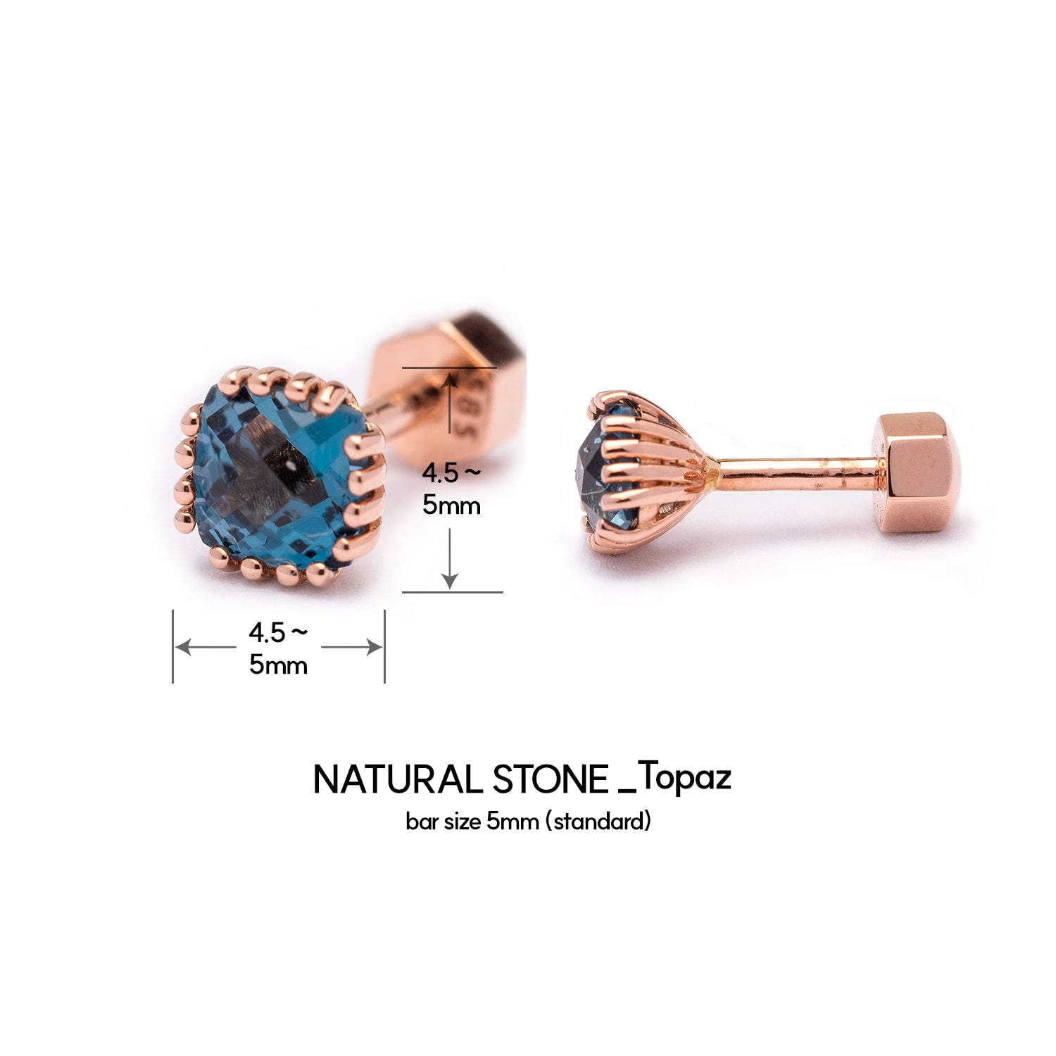 14K piercing 18K natural stone topaz errings simple gift girl K jewelry