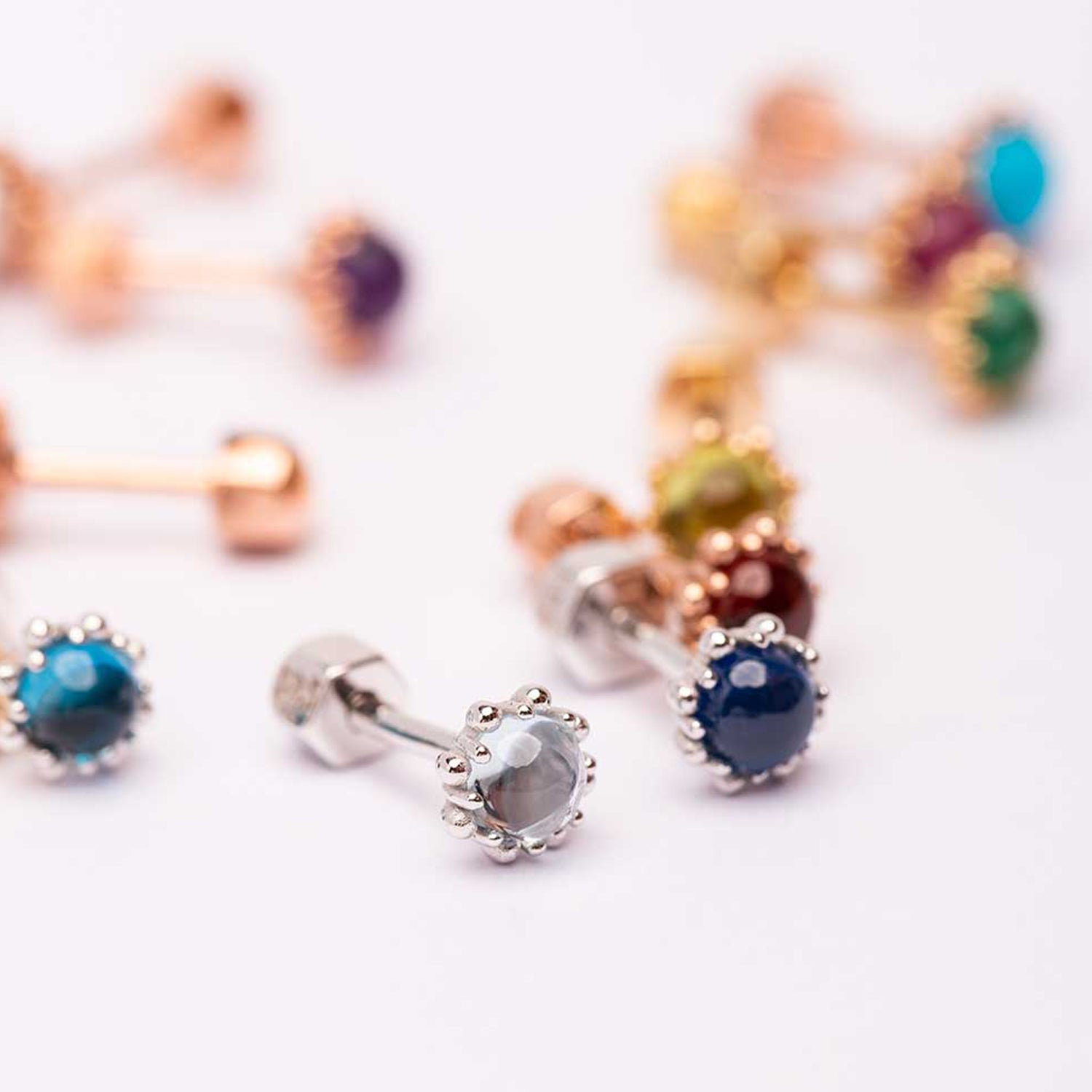 14K gold natural 12 stone piercing 18K errings girl 585 750 KOREA jewerllery