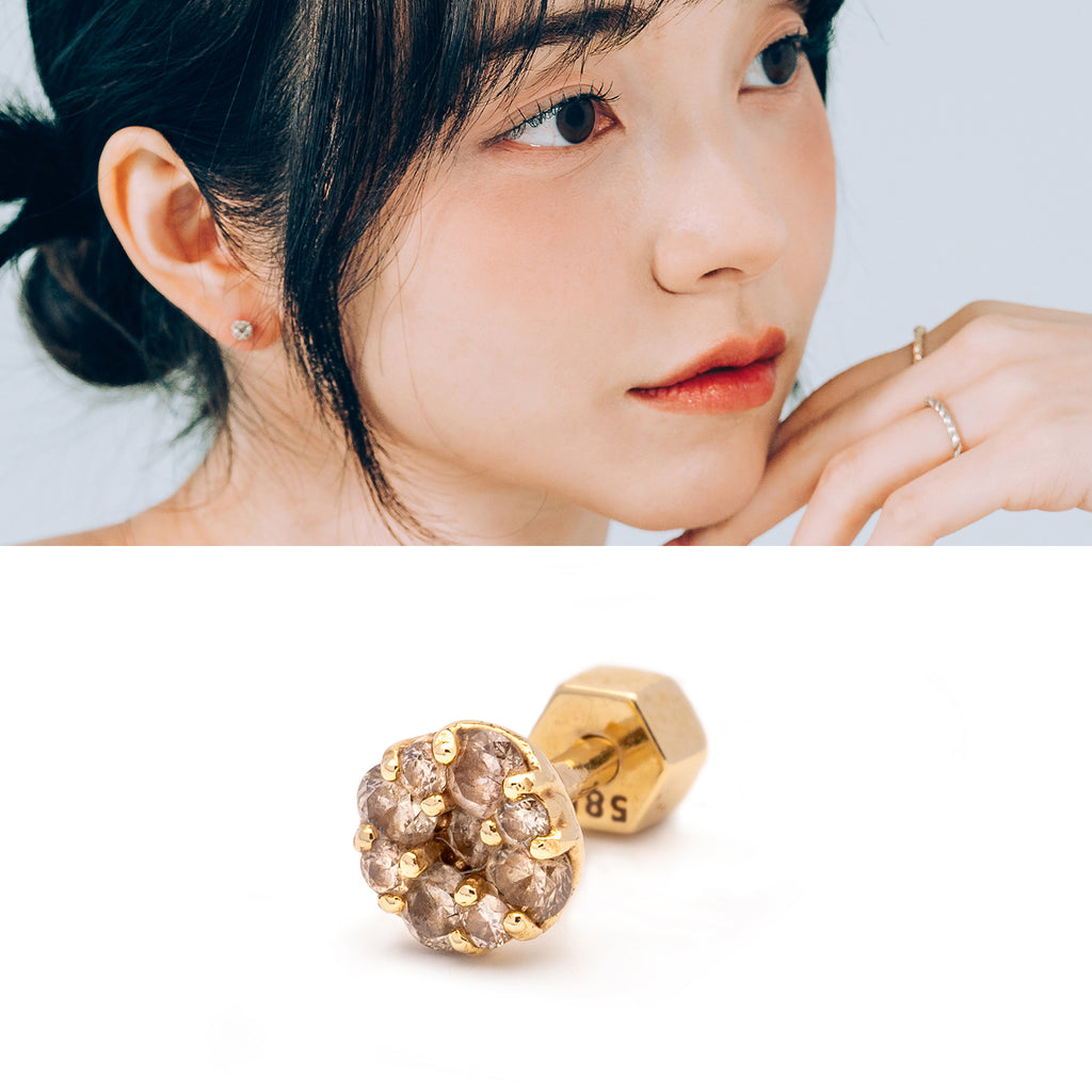 14K 18K gold diamond piercing errings simple classic female gift