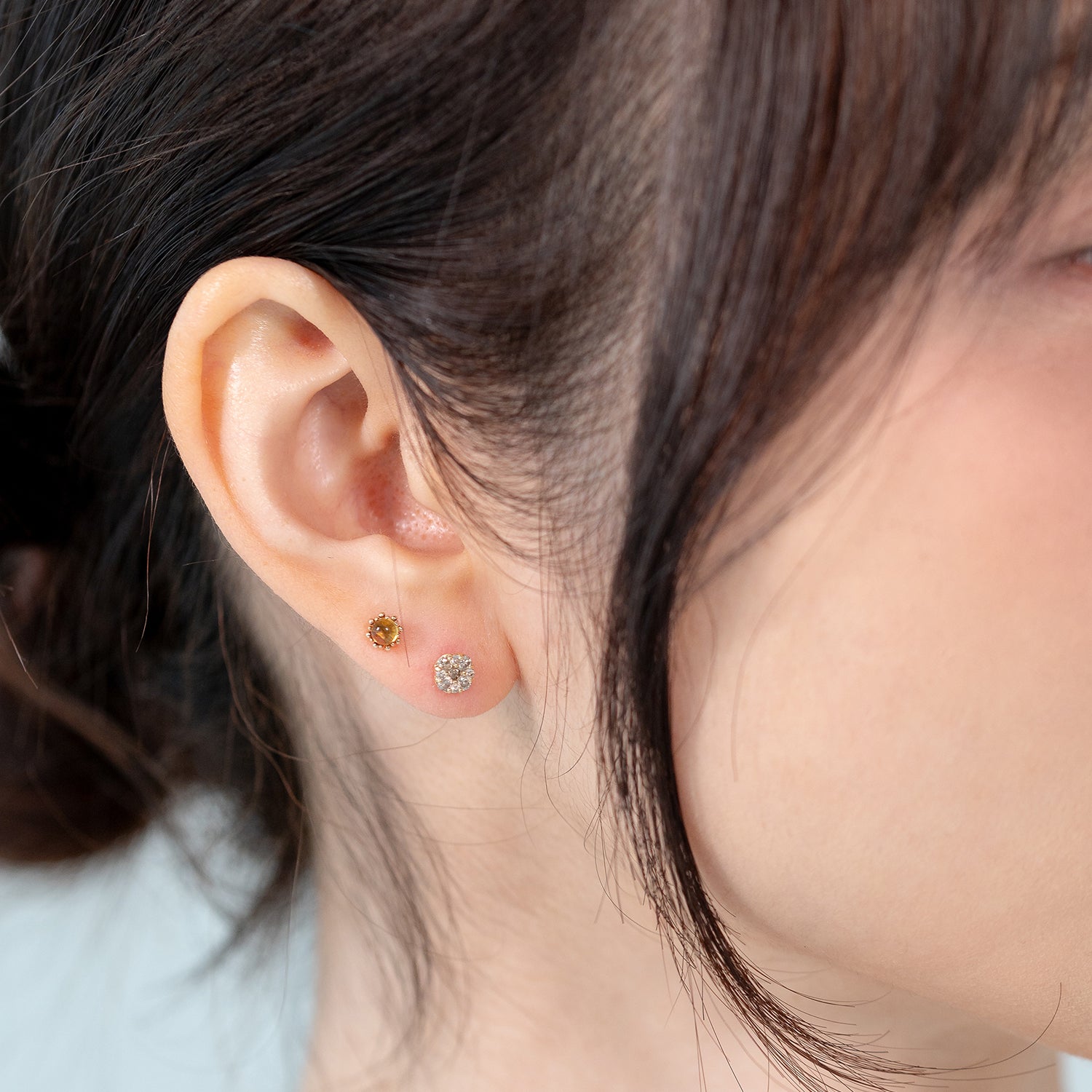 14K 18K gold diamond piercing errings simple classic female gift