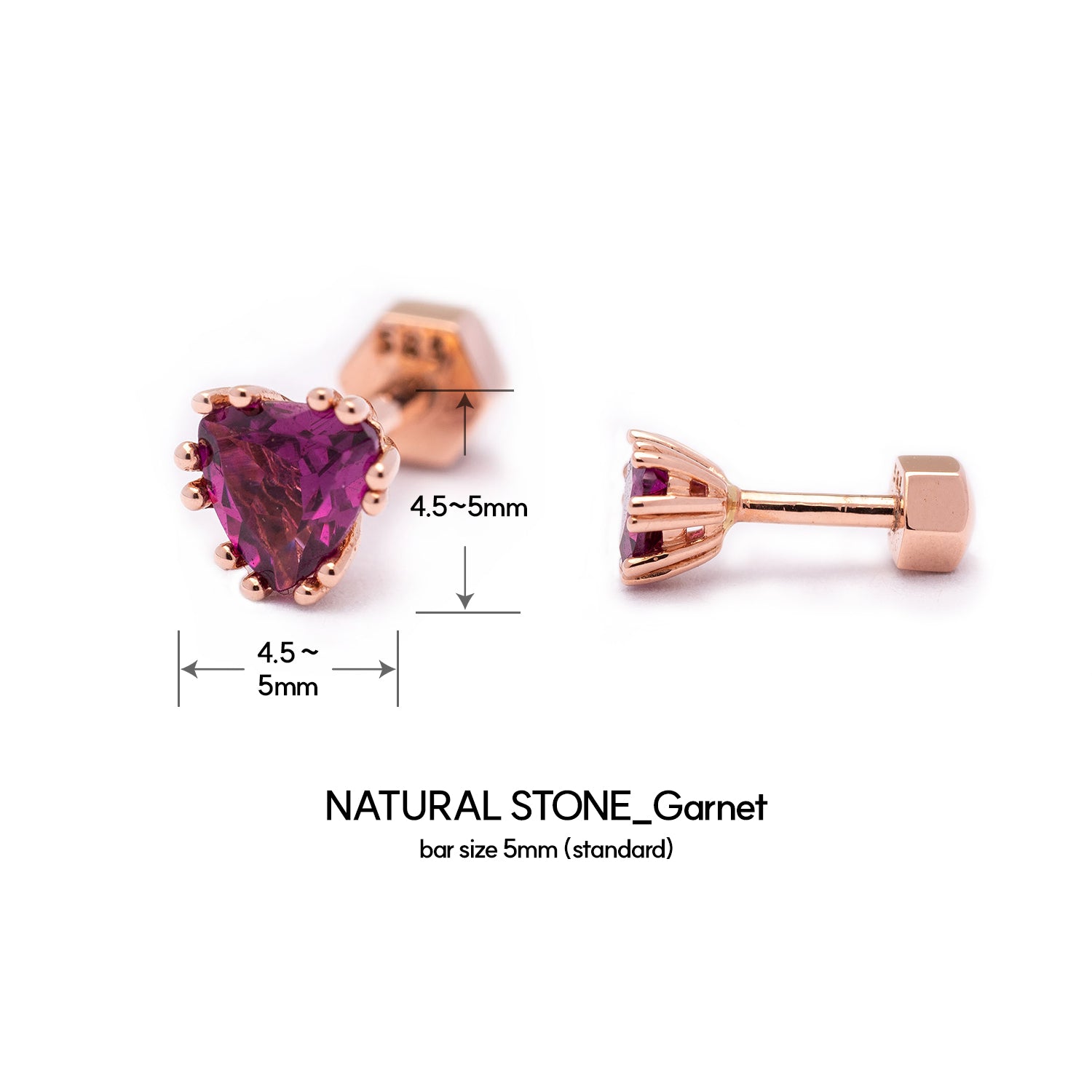 14K piercing 18K natural stone garnet errings simple gift K jewelry