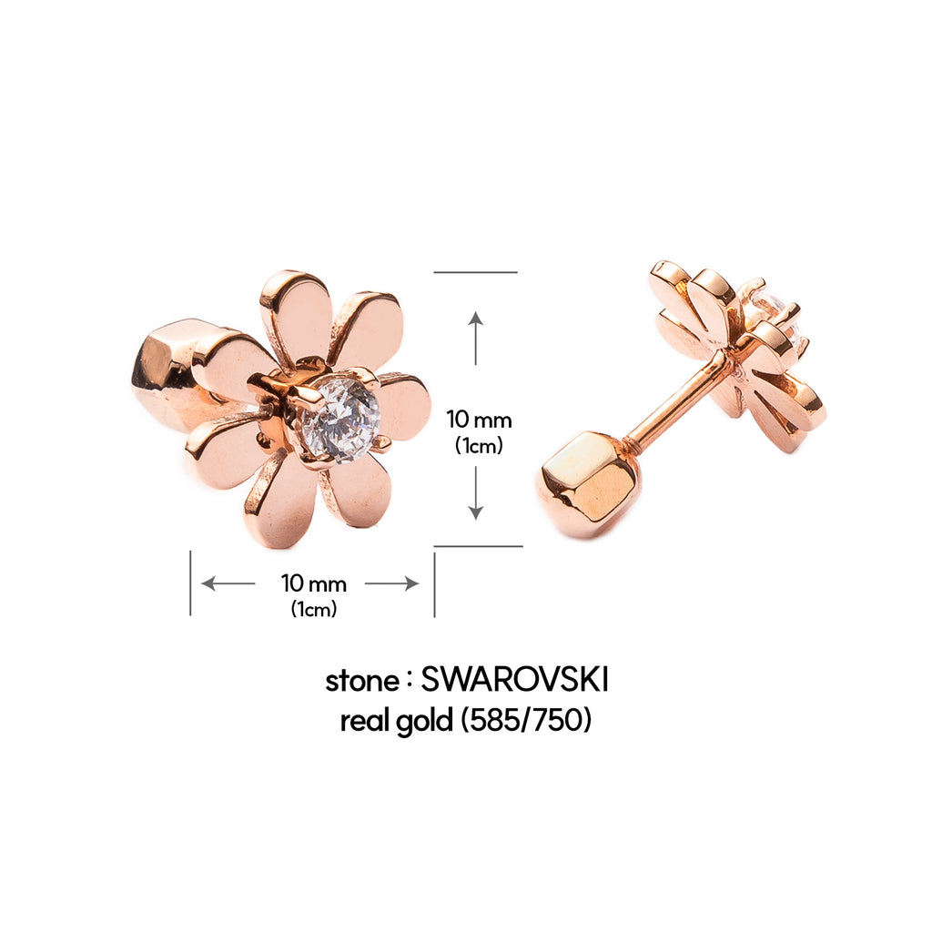 gold 14K swarovski piercing 18K errings jewelry flower K jewerly